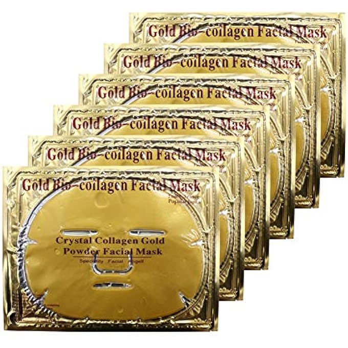 ROTUS 6PCS 24K GOLD GEL COLLAGEN CRYSTAL FACIAL MASKS SHEET PATCH FOR ANTI AGING, WHITENING, PUFFINESS, ANTI WRINKLE, MOISTURIZING, DEEP TISSUE REJUVENATION AND HYDRATES SKIN - Image 1